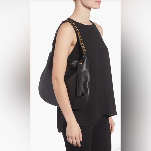 NWT Luxury Authentic Minimalist RARE Tory Burch Brooke Pebbled Leather Hobo Bag - Picture 3 of 17